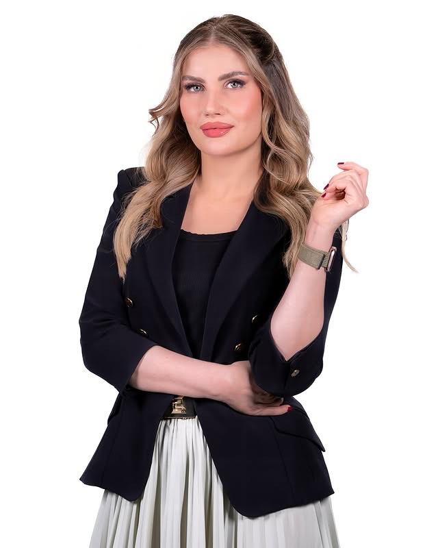 Portrait of TV presenter Areij Khalil Tatanaki