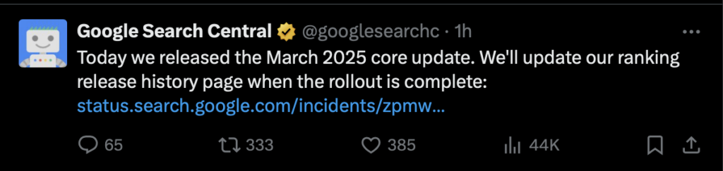 Google's March 2025 core update
